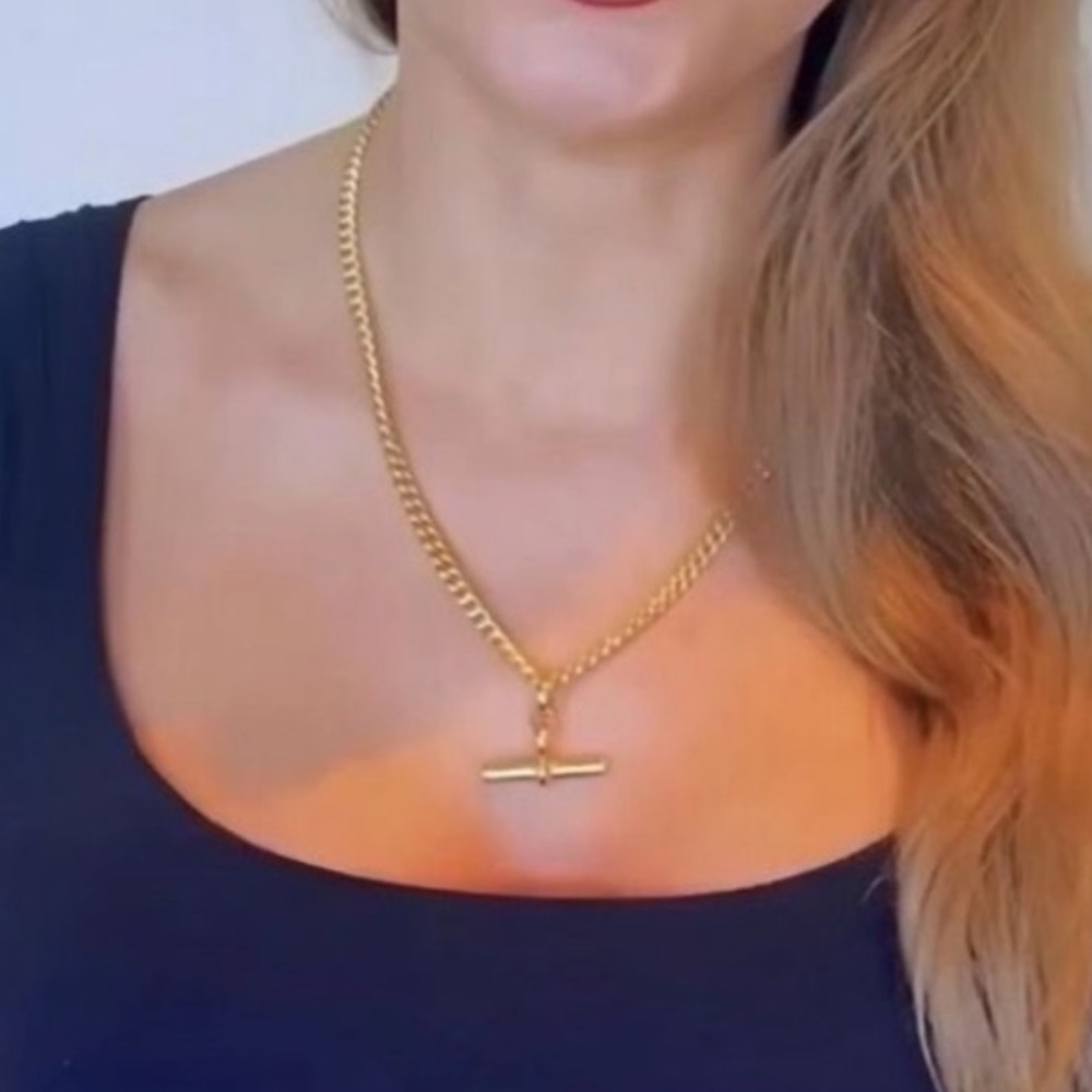 18k Gold Plated T-Bar Necklace, T-Bar Necklace